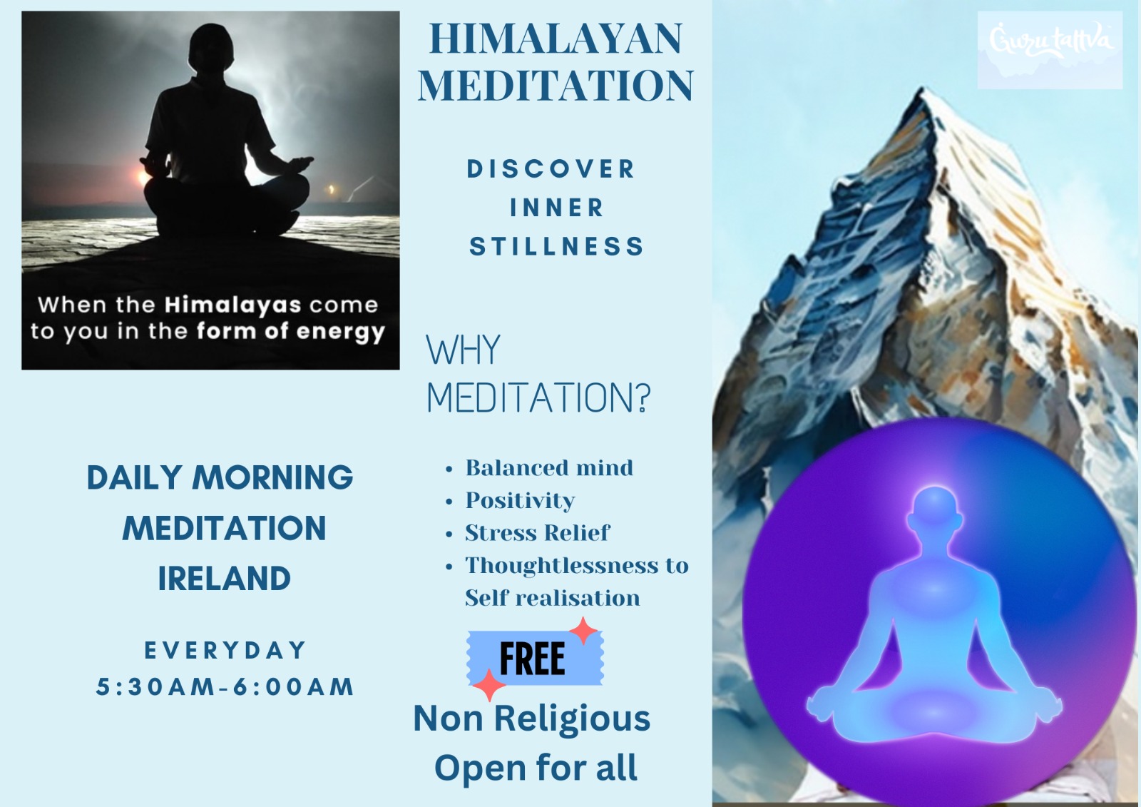 Himalayan Meditation Ireland, Daily Online Meditation , Free forever, Free for Everyone